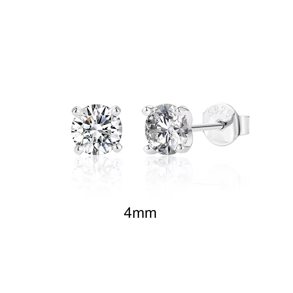 0.5-1.2 Carat D Color Moissanite Ear Stud Earrings for Women 925 Sterling Silver Sparkling Piercing Earring Fine Jewelry