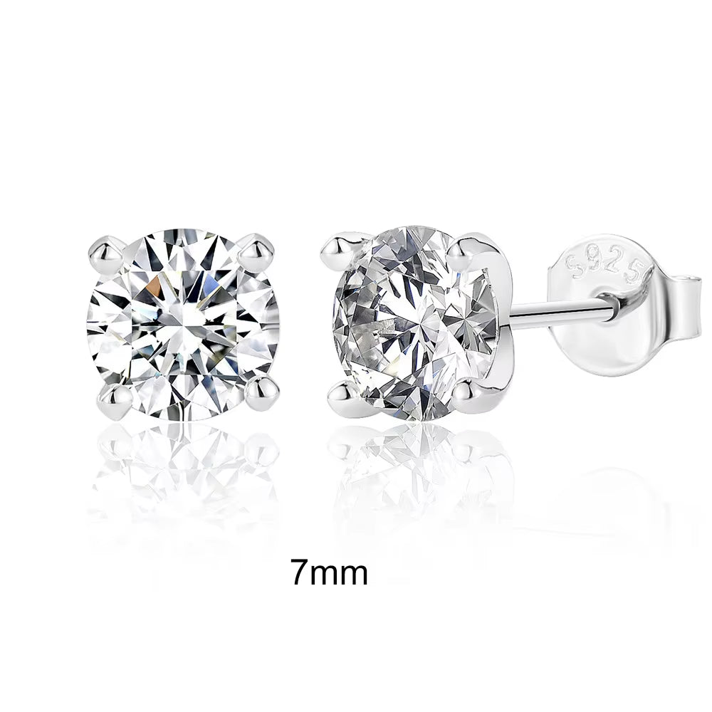 0.5-1.2 Carat D Color Moissanite Ear Stud Earrings for Women 925 Sterling Silver Sparkling Piercing Earring Fine Jewelry